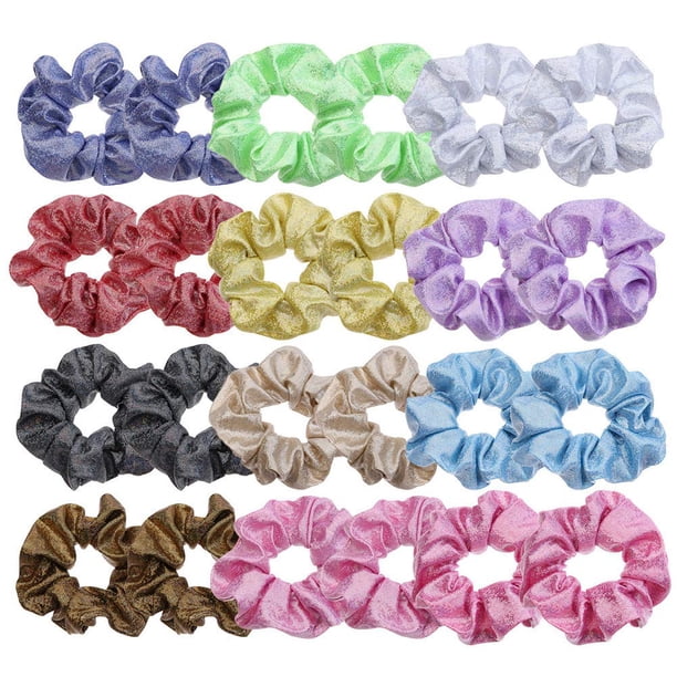 LOVEF 24 Piezas Gomas Metálicas Brillantes Gomas Para El Cabello Grandes Gomas Elásticas Para El Cabello Gomas Para El Cabello Para Mujeres Niñas Accesorios Para El Cabello