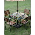 thumbnail image 4 of Outdoor Tablecloth with Umbrella Hole for Patio/Picnic/Party/Camping, Blue Spring Floral Waterproof Table Cloth Square Cover Washable, Pink Flowers Butterfly Rustic (60"x 60"), 4 of 8
