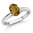 thumbnail image 2 of Gem Stone King 10K White Gold Whiskey Quartz Solitaire Engagement Ring for Women (1.00 Cttw, Oval 8X6MM, Gemstone Birthstone, Available in Size 5, 6, 7, 8, 9), 2 of 4