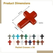 50 PCS Pocket Crosses Bulk Set, Natural Stone Mini Cross Charms for DIY Jewelry, Random Colors Pocket Crosses, Elegant Polished Design for Crafting and Gifts