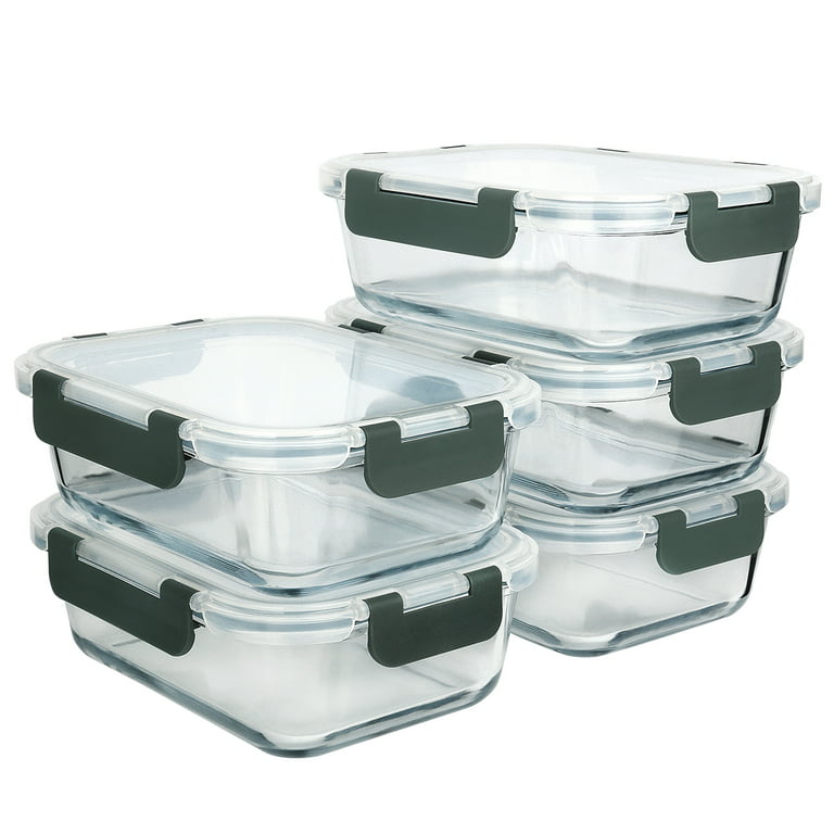 DAS TRUST 5 Pack 36oz Glass Food Storage Containers 2 Compartments Glass  Meal Prep Containers with Lids Food Prep Container with Dividers Reusable