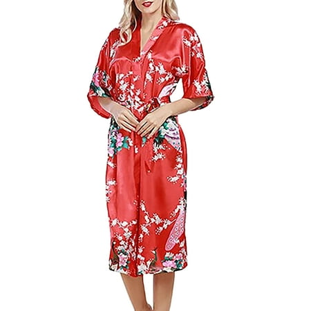 

Medium Length Womens Robes Sizes 2 to 18 Bride and Bridesmaid Robe - Floral Sleepwear