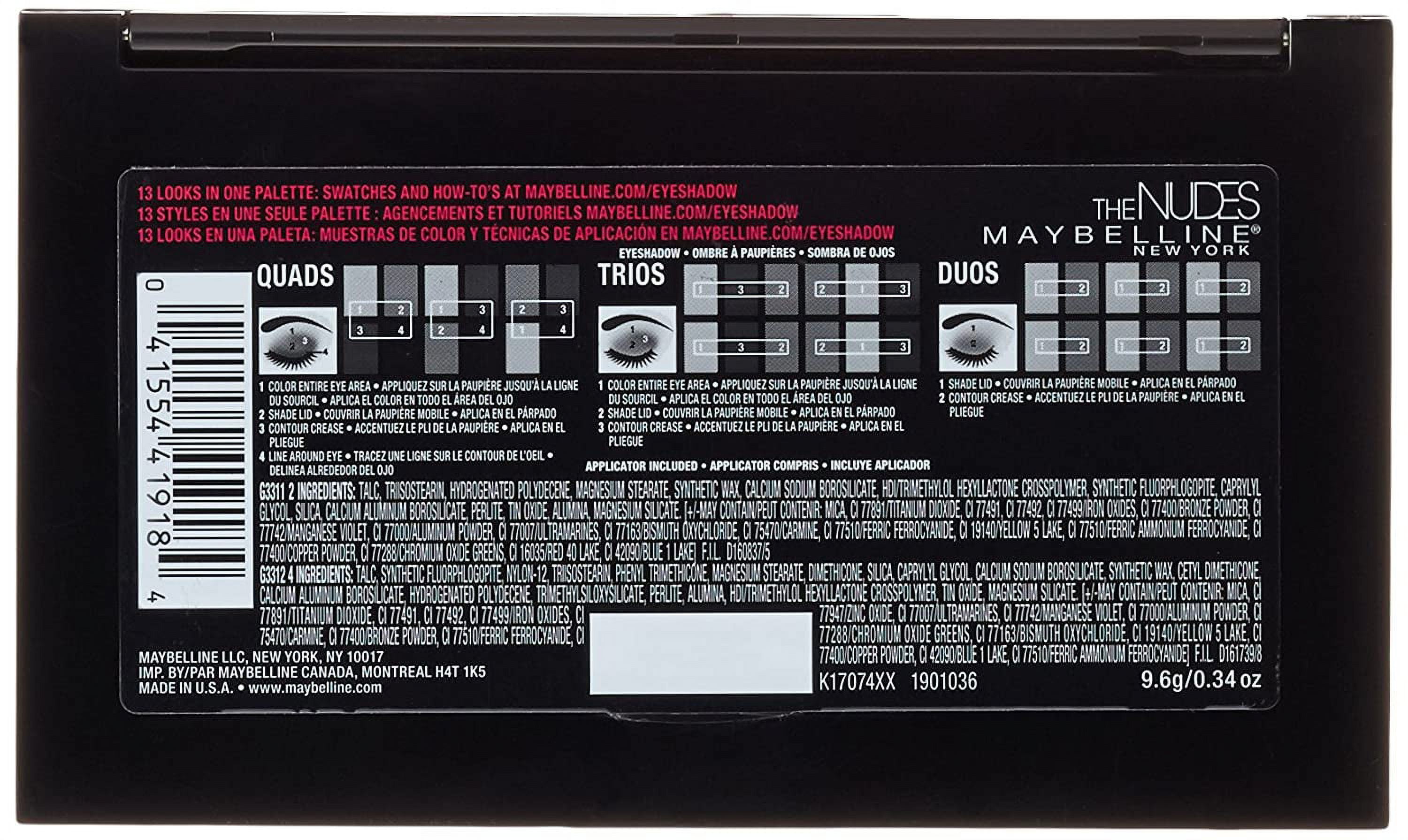 maybelline new york nudes palette shadow and line express liner