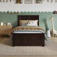 thumbnail image 2 of AFI Charlotte Twin Solid Wood Low Profile Platform Bed with Matching Footboard, Espresso, 2 of 13