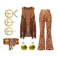 thumbnail image 4 of Disfraz Hippie Yinane Chaleco Con Flecos Pantalones Pañuelo Retro S, 4 of 8