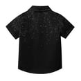 thumbnail image 6 of Maean Boys Short Sleeve Blouse Sequin Button down Collared Tops Summer Dressy Party Shirts with Pockets, 6 of 7