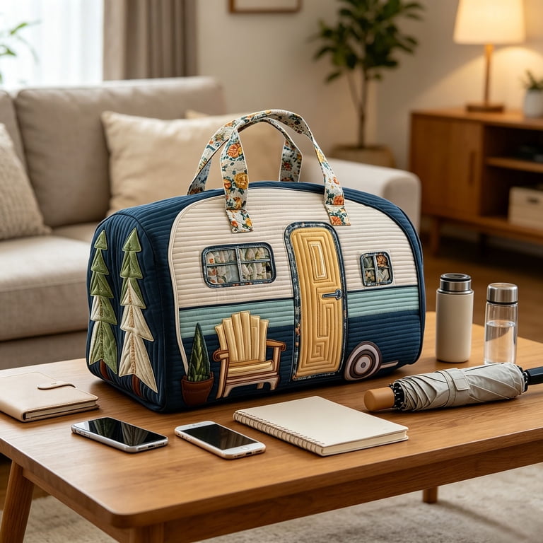 cute travel duffel bag Icon Queen of Sparkles Meet the Navy Striped Quilted Duffel Bag Cute Duffle Bag PALAY Duffle
