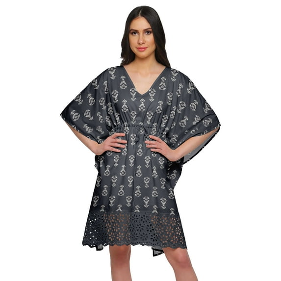 Moomaya Cutwork Lace Beach Kaftan For Women Printed Bikini Caftan Plus Size