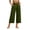 Army Green 1, variant on Womens 3/4 Capri Wide Leg Cropped Culottes with Pockets Button Front Elastic High Waist Loose Casual Solid Trousers