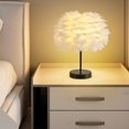 thumbnail image 1 of Lámpara LED de mesa de plumas de estilo nórdico, lámpara de mesita de noche romántica, luz de mesa de plumas de ganso para boda, sala de estar, dormitorio, decoración de Hotel, 1 of 4