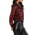thumbnail image 4 of INSPIRE CHIC Women's  Sequin Stand Collar Long Sleeve Zipper Cropped Bomber Jacket XL Red, 4 of 7