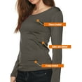 thumbnail image 4 of Women Winter Fleece Lined Crew Neck Long Sleeve Slim Fit Stretch Tight Shirt, 4 of 5