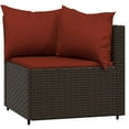 thumbnail image 3 of vidaXL Patio Corner Sofas with Cushions 2 pcs Brown Poly Rattan, 3 of 8
