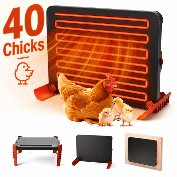 Wassolls 16" x 12" Chicken Coop Heater Upgrad 200W, with Adjustable Height & Angle, Brooder Heater Plate for up to 40 Chicks