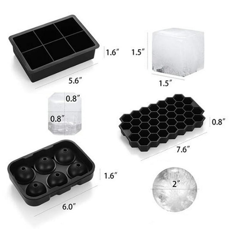 Ice Cube Tray, Boulevard F Ice Trays for Freezer With Lid, Silicone Large  Round Ice Cube Tray, Sphere Square Honeycomb Ice Trays for Whiskey With  Covers&Funnel 