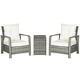 thumbnail image 1 of 3-Piece Wicker Patio Furniture Set – Beige Rattan Bistro Set with Storage Table & Cushions for Garden, Porch, or Balcony – Outdoor Conversation Set, 1 of 7