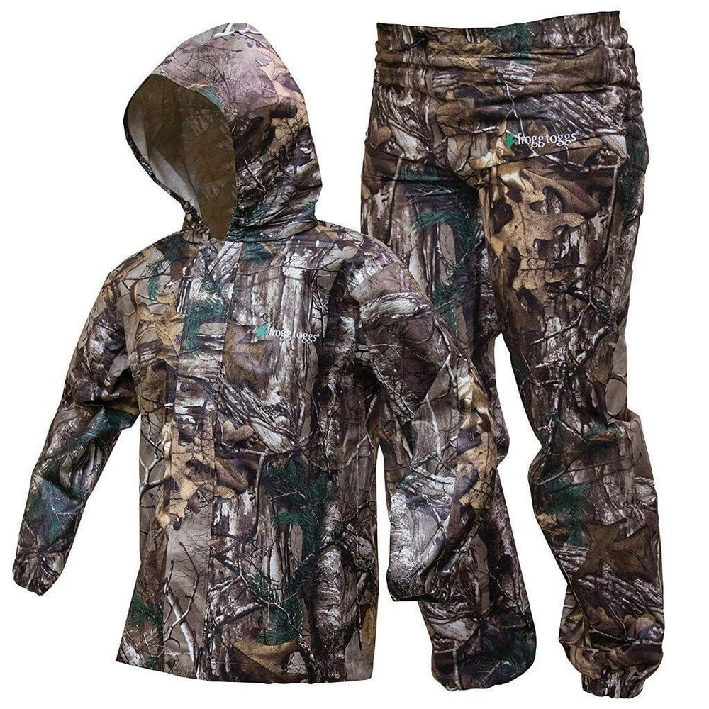 Frogg Toggs Youth Realtree Edge Camo Rain Suit Kids Polly Woggs Medium