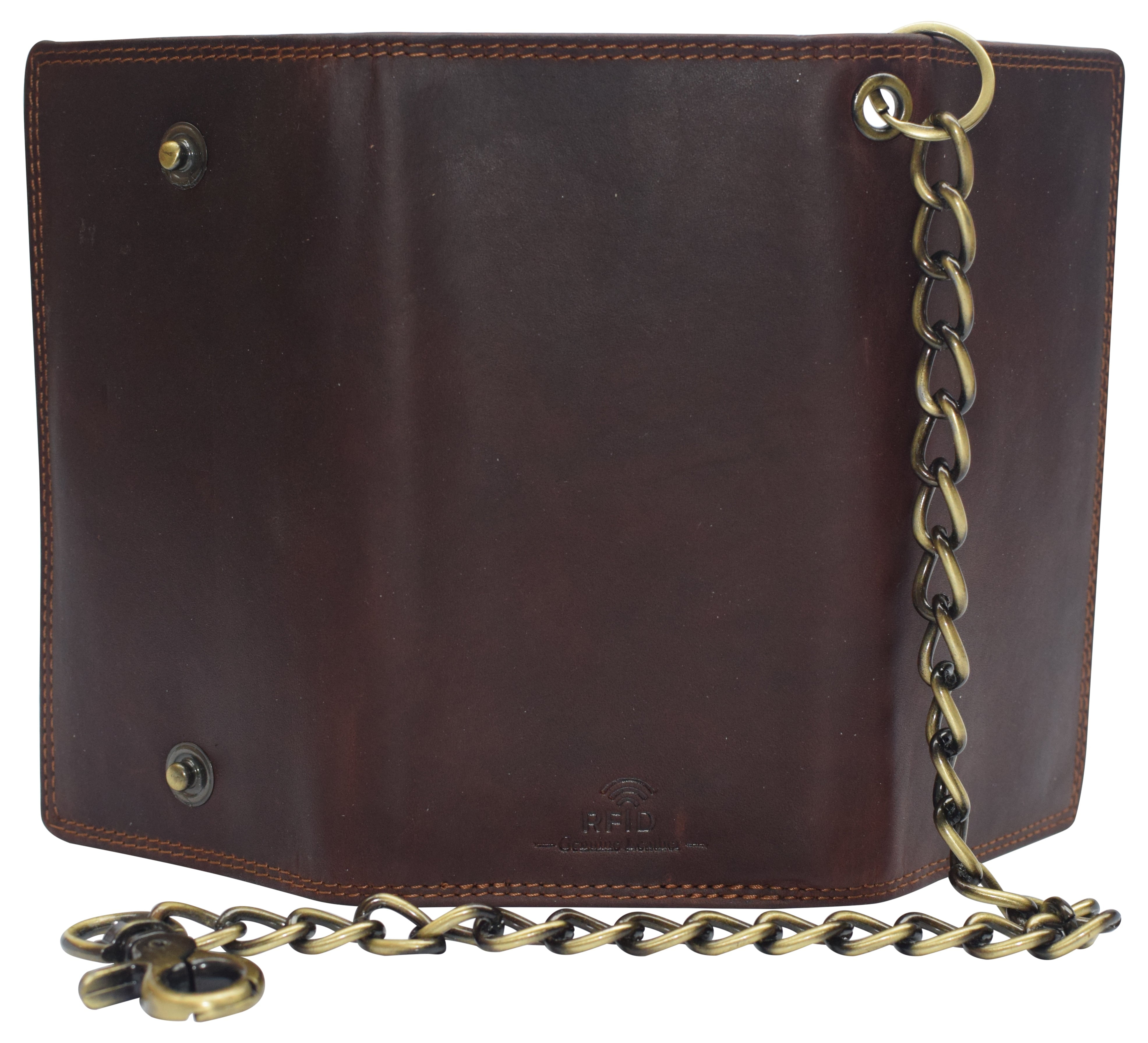 Bikers RFID safe Cow Leather Crazy Horse Brown Long Checkbook