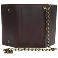 thumbnail image 6 of Bikers RFID safe Cow Leather Crazy Horse Brown Long Checkbook Trifold Chain Wallet for Men Vintage Texture style, 6 of 9