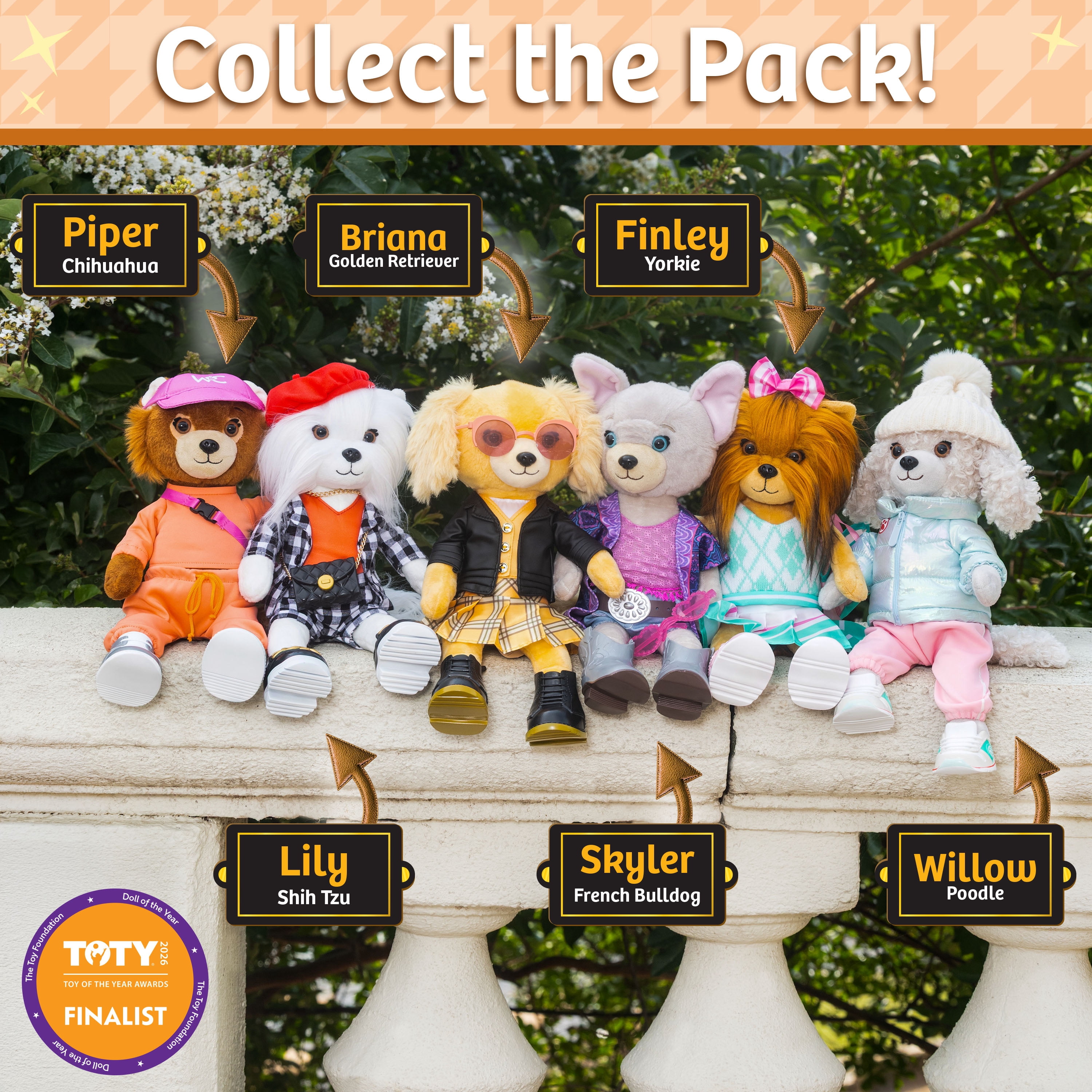 Woof & Co 15-inch Fashion Doll – Finley The Poseable Plush Yorkshire Terrier with Removable Outfit & Accessories, Children Ages 3+