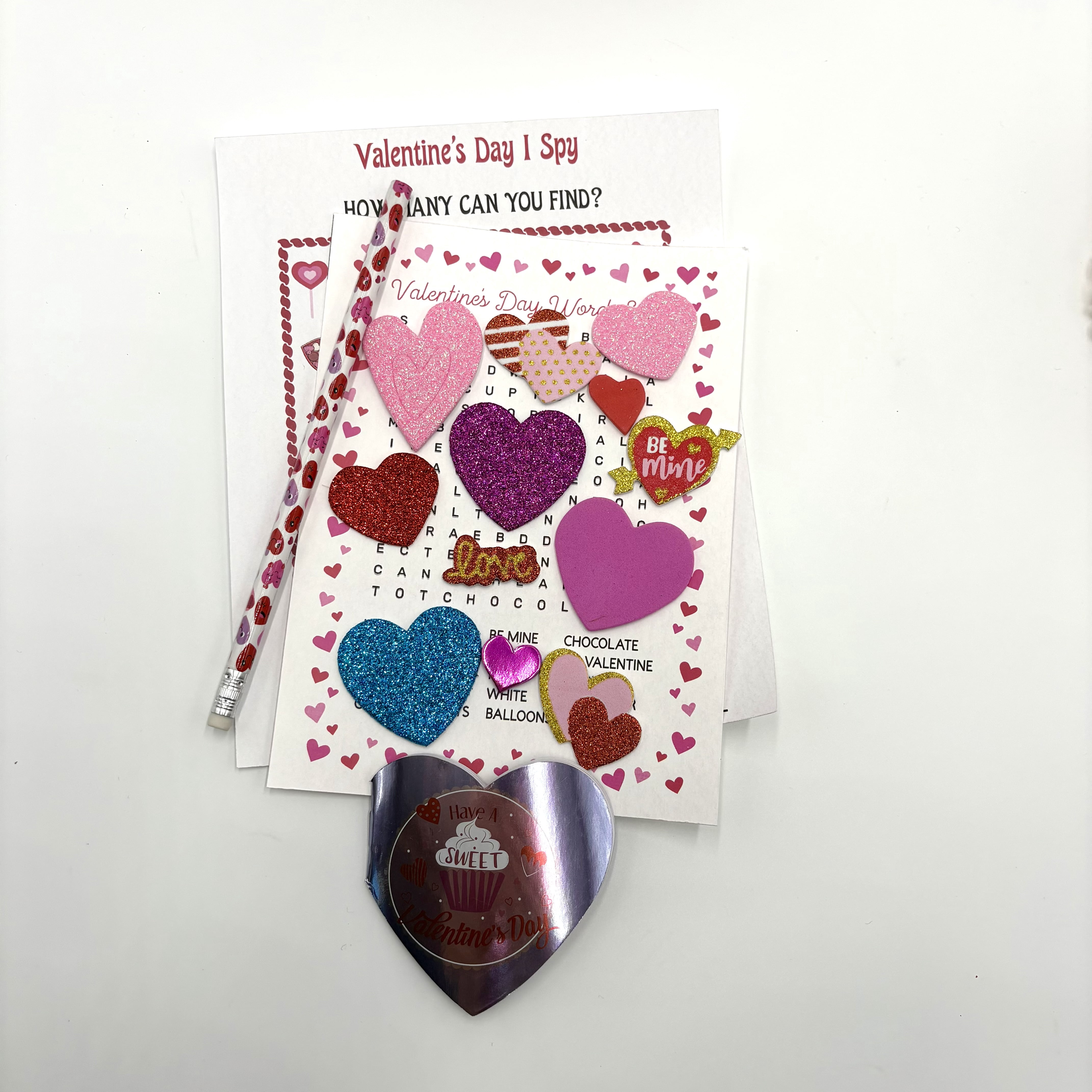 Valentine's Day Kids Gift Basket 14"Bear, Arts & Crafts, Stickers, Lollipop & Breakable Heart