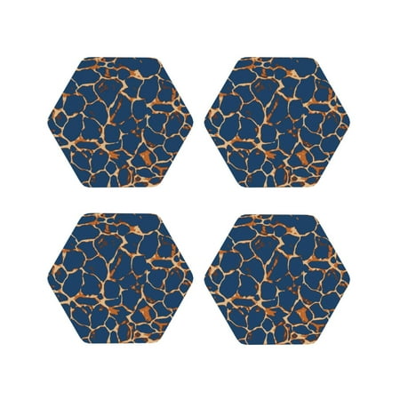 

Vsdgher Giraffe Skin Leather Coasters for Drinks Durable Drink Coasters 4 Set for Tabletop Protection Luxurious Home Décor and Housewarming Gift-Hexagon