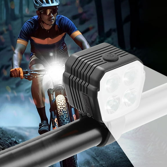 4-Light Bike Headlight with High/Low Beam & 120dB Horn | 300 Lumens USB Rechargeable Bicycle Front Light | 7 Modes for Cycling Safety | Includes Mount & Charging Cable
