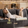thumbnail image 4 of Toject 135" Modular Sectional Sofa, Cloud Modern Sleeper Couch with Chaise Lounge, No Assembly Required, U-shaped Plush Corduroy Sofa Couch for Living Room, Gray, 4 of 10