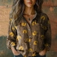 thumbnail image 2 of Womens Tops Fashion Print Long Sleeve Cotton Button Blouse Spring Summer Shirts for Women Brown Xl, 2 of 3