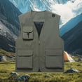 thumbnail image 2 of UVEASISHA Fishing Hiking Vests for Men Lightweight Outdoor Work Vest Big and Tall Quick Dry Cargo Vest Jacket Multi Pocket Casual Travel Jackets Army Green XXL, 2 of 6