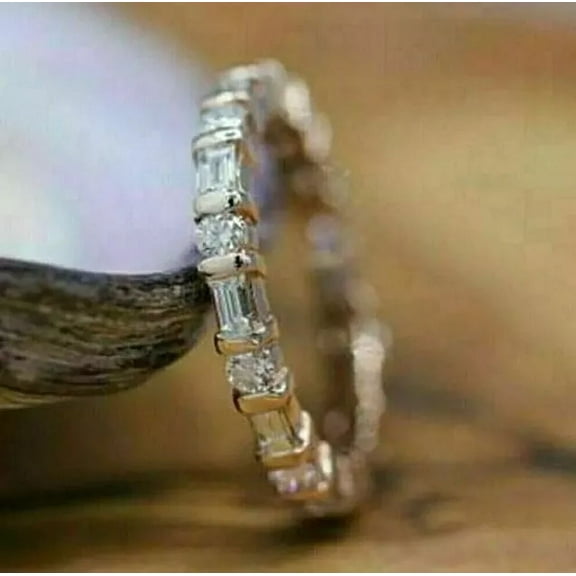 2Ct Baguette Cut Lab-Created Diamond Eternity Wedding Ring 14K White Gold Finish