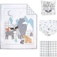 thumbnail image 4 of Wendy Bellissimo 4pc Nursery Bedding Baby Crib Bedding Set (Grey Moose & Bear), 4 of 4