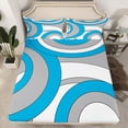 thumbnail image 2 of Homewish Abstract Stripes Boy Girl Twin Sheet Sets 3pcs,Geometric Circle Twin Fitted Sheet Microfiber,Vintage Aesthetic Breathable Flat Sheet,Breathable Home Decor, 2 of 7