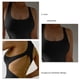 thumbnail image 5 of Mujer Camiseta sin Mangas Body Escote en U Profundo Sin Mangas Espalda al Aire Elástico Adelgazante Color Sólido Punto Una Pieza Camiseta sin Mangas Mono XL Negro, 5 of 6