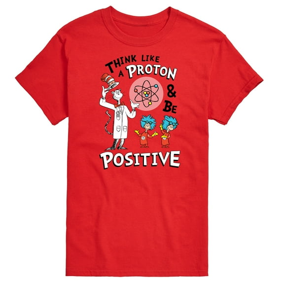 Cat in the Hat - Think Like Proton Be Positive - Men's Short Sleeve Graphic T-Shirt