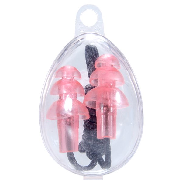 Silicone Gel Corded String Ear Plugs for Swimming Red