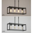 thumbnail image 5 of Q&S Black Modern Industrial Kitchen Island Light 4-Lights Rectangular Linear Farmhouse Chandelier Pendant Light Fixtures for Dining Room Office Bar UL Listed 26.6*8.7*66.7 Inch Adjustable, 5 of 8