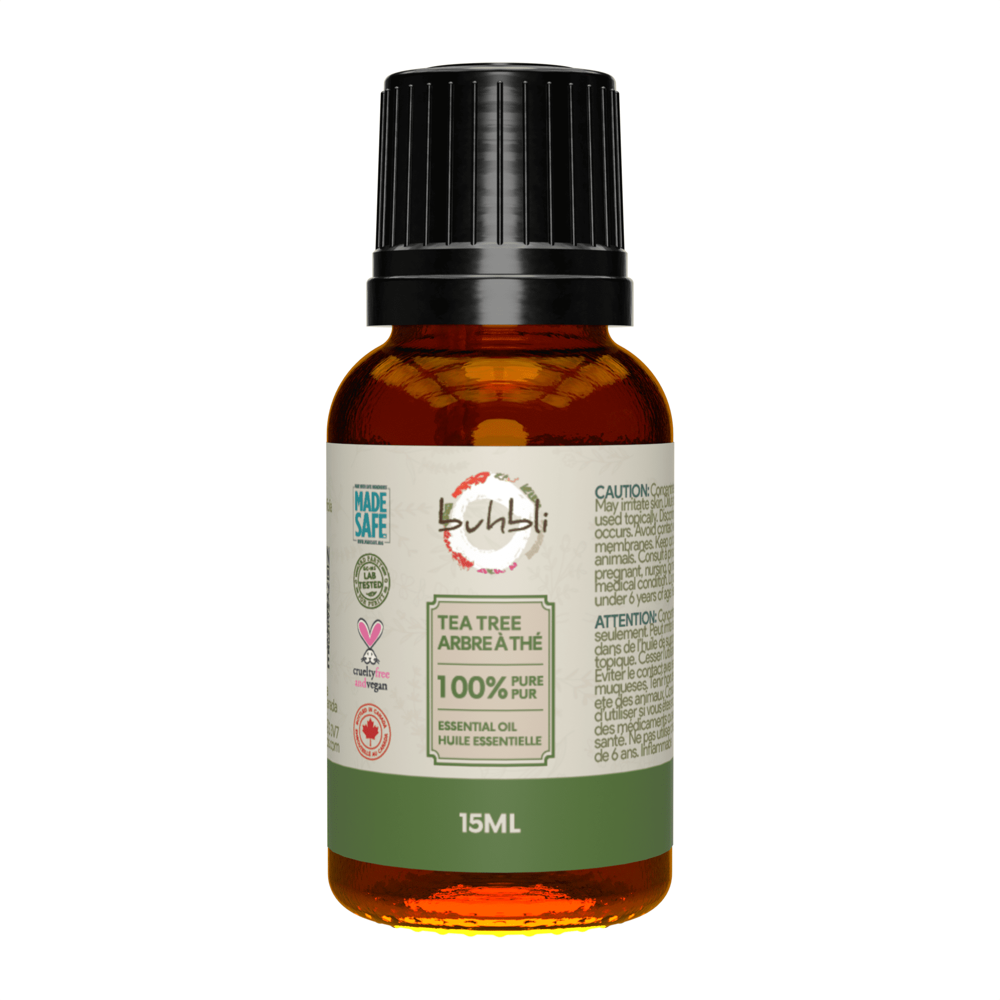 Buhbli Brands – Huile Essentielle d’Arbre à Thé 100 % Pure, 15 ml          Ask ChatGPT Certifié biologique