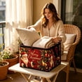 thumbnail image 4 of Christmas Storage Bin with Lid, Foldable Polyester Santa Pattern Holiday Organizer Box with Zipper & Carrying Handles, Xmas Decor Storage Container for Closet Bedroom Home Decoration, 4 of 4