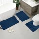 thumbnail image 1 of Set de 3 piezas para alfombras de baño - Esterillas de terciopelo antideslizantes, 50x80cm & 40x60cm & 40x50cm, lavables absorbentes de agua blanda - Azul y gris, 1 of 8