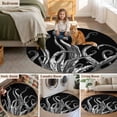 thumbnail image 5 of Black Octopus Coastal Round Area Rug 5Ft Washable Circle Rugs for Living Room Bedroom, Nautical Ocean Modern Abstract Art Non-Slip Carpet Floor Mats Indoor Outdoor Carpet Runner Aesthetic Home Decor, 5 of 8