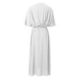 thumbnail image 4 of Casual Dresses for Women,plus size formal dresses for women,Women Summer Bohemian Casual Midi Dress Stylish Elegant A Line Pleated V Neck Ruffle Cap Sleeve Sun Dress for Daily Wear and, 4 of 5