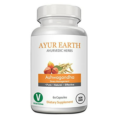 Pure Ashwagandha Root Extract Capsules: Ayurvedic Herb for Stress Management, Anxiety Relief, Cortisol Support and Improved Adrenal Health to Fight Fatigue, Withania somnifera, 60 Veggie