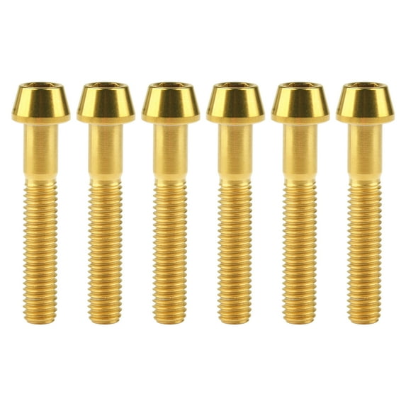 Wanyifa Titanium Ti M6 x 35 40 45 mm Allen Hex Screw Socket Cap Tapered Bolt,M6X35mm,Gold,6 Pcs