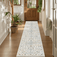 thumbnail image 2 of Runner Rugs for Hallway, 2x8 Washable Soft Non Slip Floor Rugs for Kitchen, Modern Mat for Living Room Bedroom Entryway White & Blue, 2 of 7