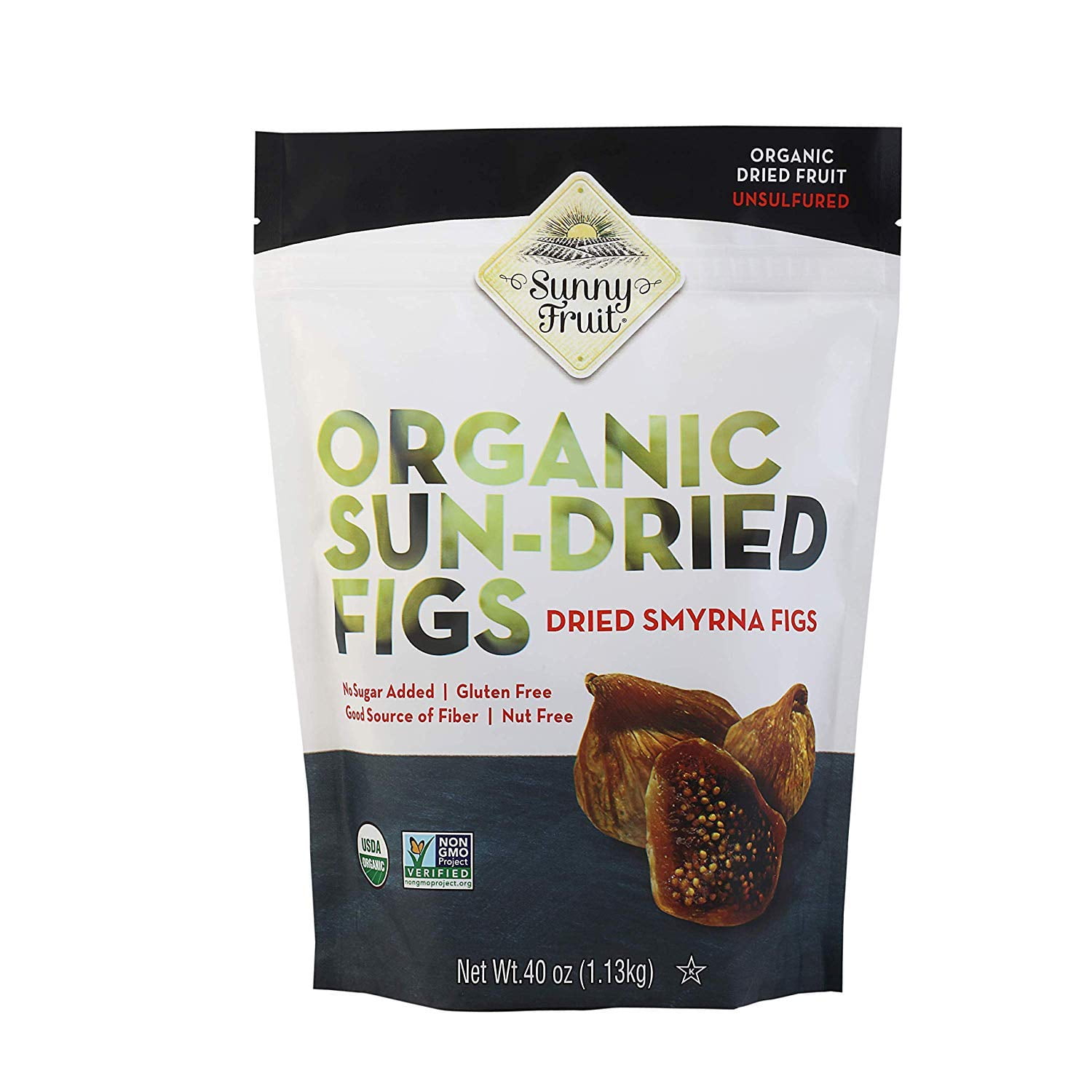 Sunny Fruit Organic Sun-Dried Figs ( 2 PACK 40oz Each Bag )