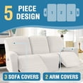 thumbnail image 4 of 5-Pieces Recliner Sofa Covers Stretch Reclining Couch Covers for 3 Cushion Reclining Sofa Slipcovers Furniture Covers Form Fit Customized Style Thick Soft, Ivory, 4 of 6