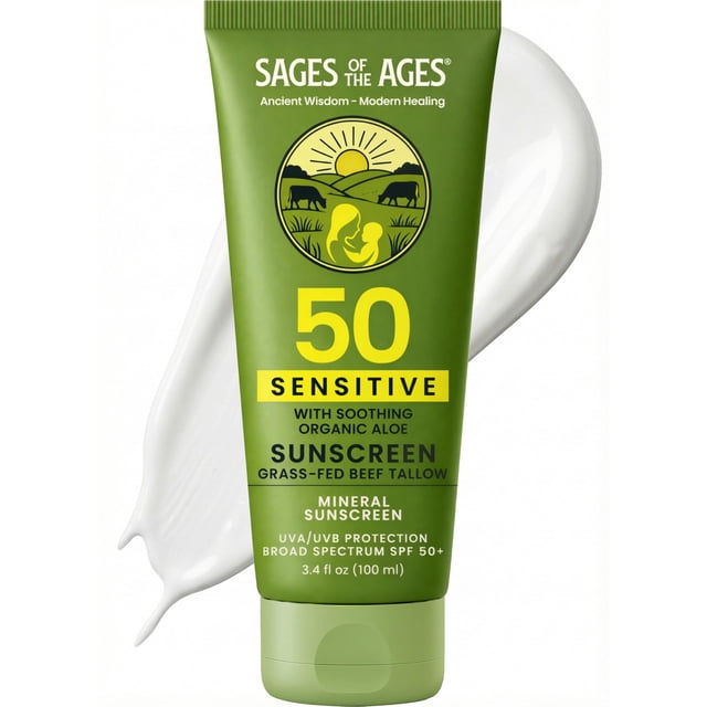Protector solar Sages Of The Ages de sebo de res alimentada con pasto SPF 50 100 ml