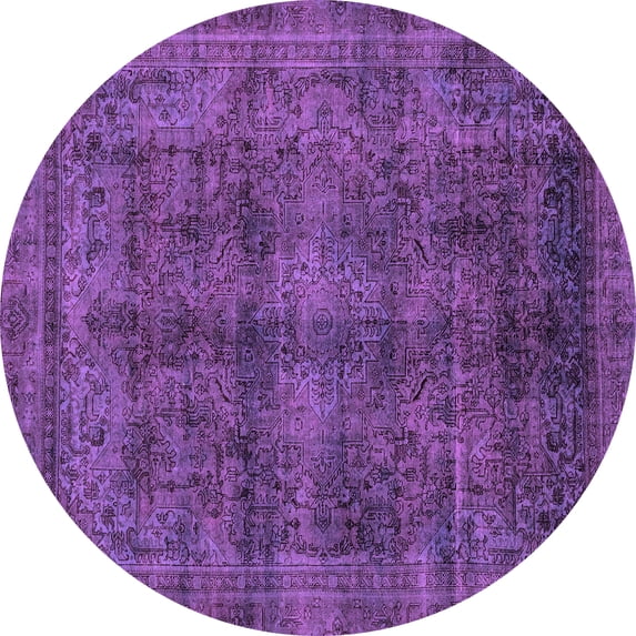 Ahgly Company Indoor Round Abstract Purple Modern Area Rugs, 5' Round