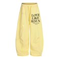 thumbnail image 5 of ibiyuan Women Back Small Letter Printed Wide Leg Pants, High Waist Loose Relax Fit Soft Athletic Trousers Breathable Bottoms Travel Casual Street Daily Outfit, 5 of 6